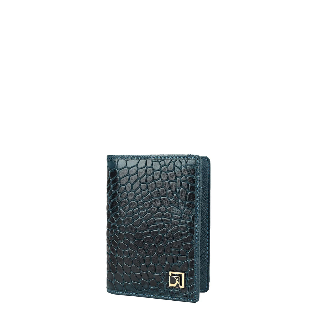 Croco Leather Card Case - Ocean