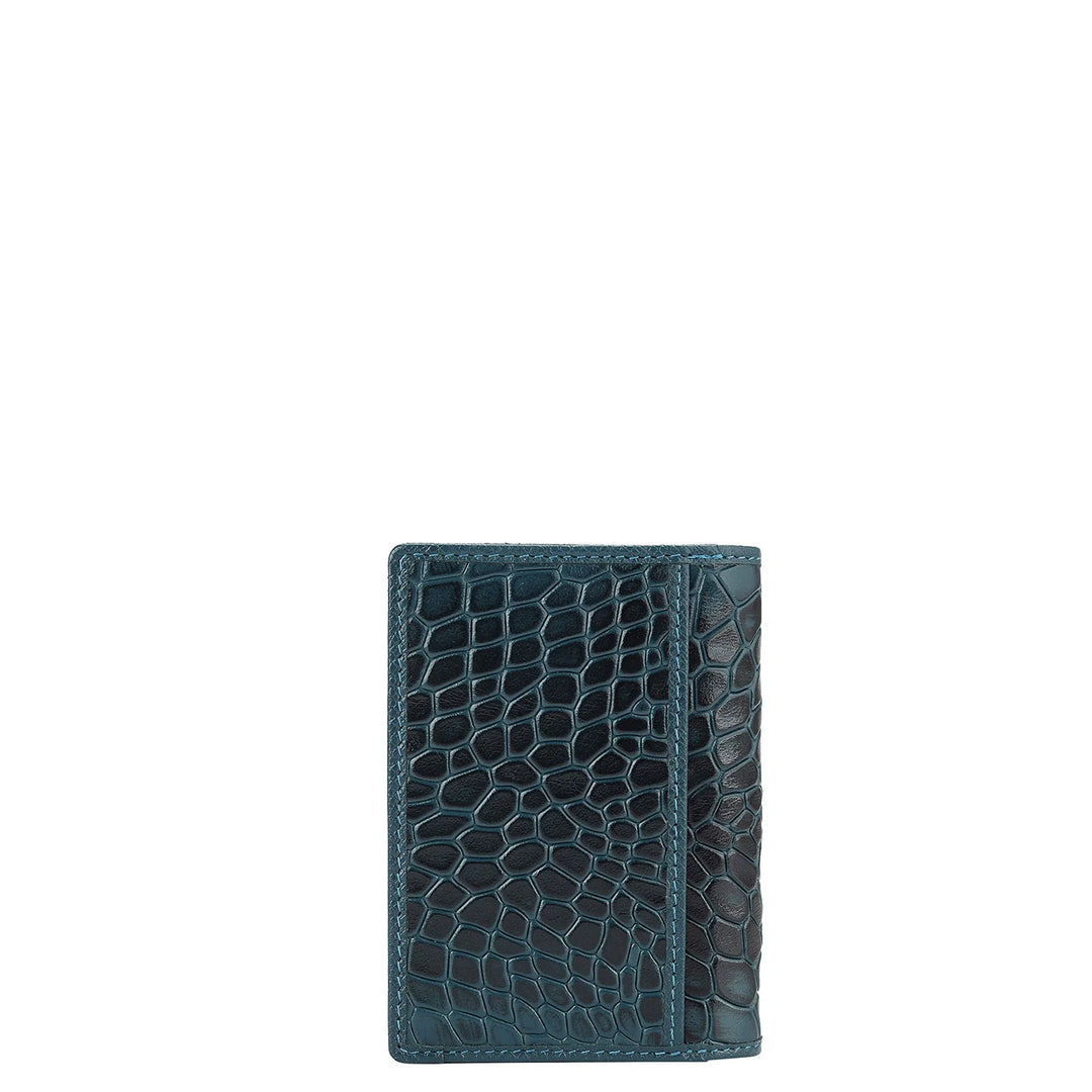 Croco Leather Card Case - Ocean