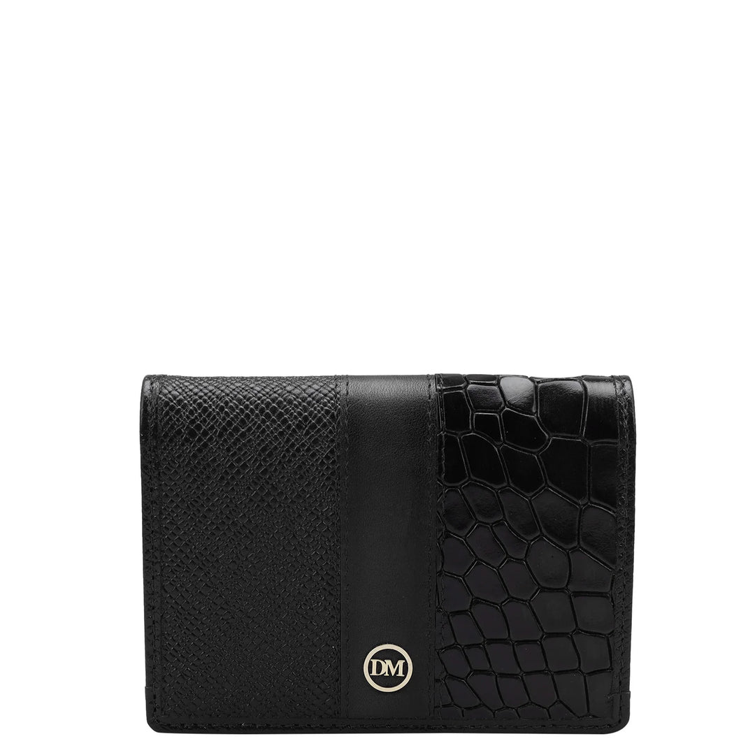 Franzy Croco Leather Card Case - Black