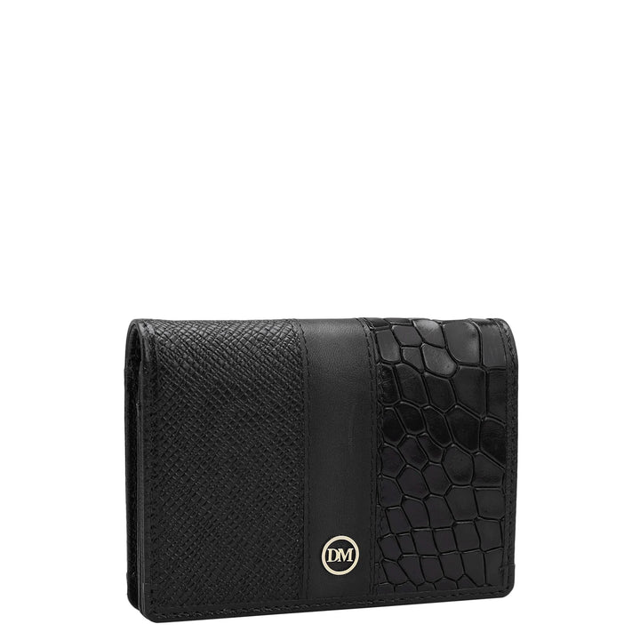 Franzy Croco Leather Card Case - Black