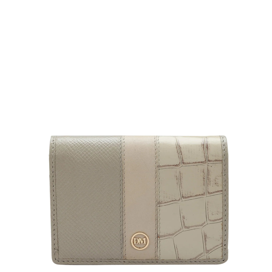 Franzy Croco Leather Card Case - Chalk