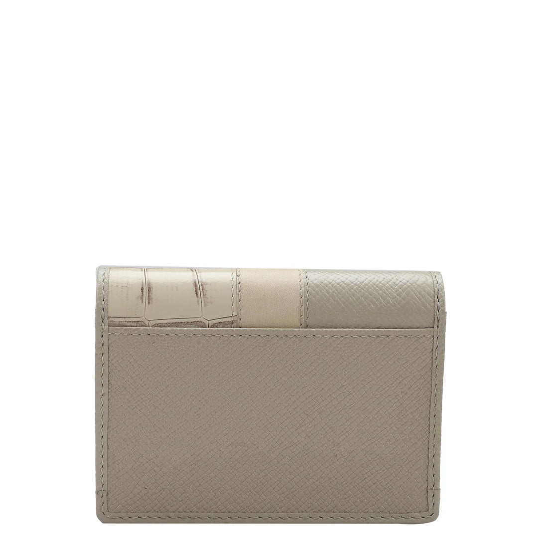 Franzy Croco Leather Card Case - Chalk