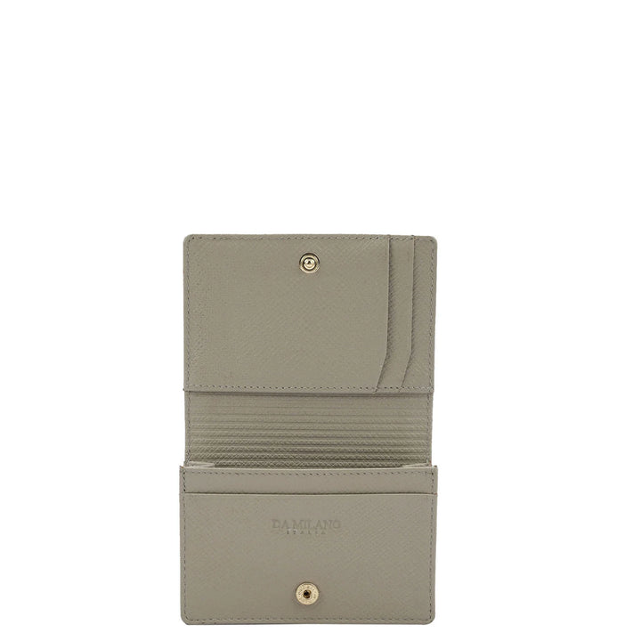 Franzy Croco Leather Card Case - Chalk