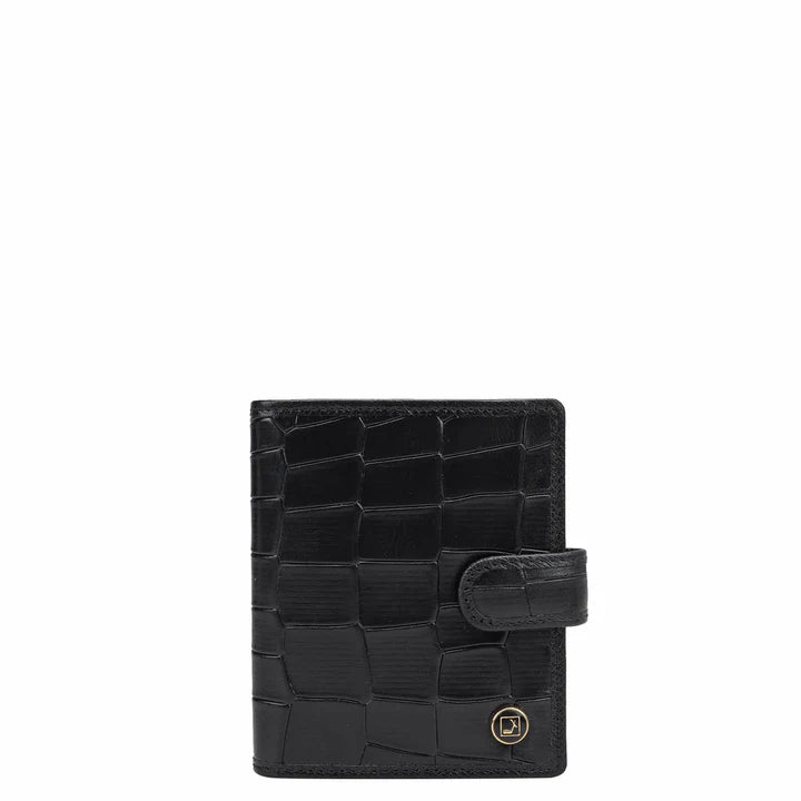 Croco Leather Card Case - Black