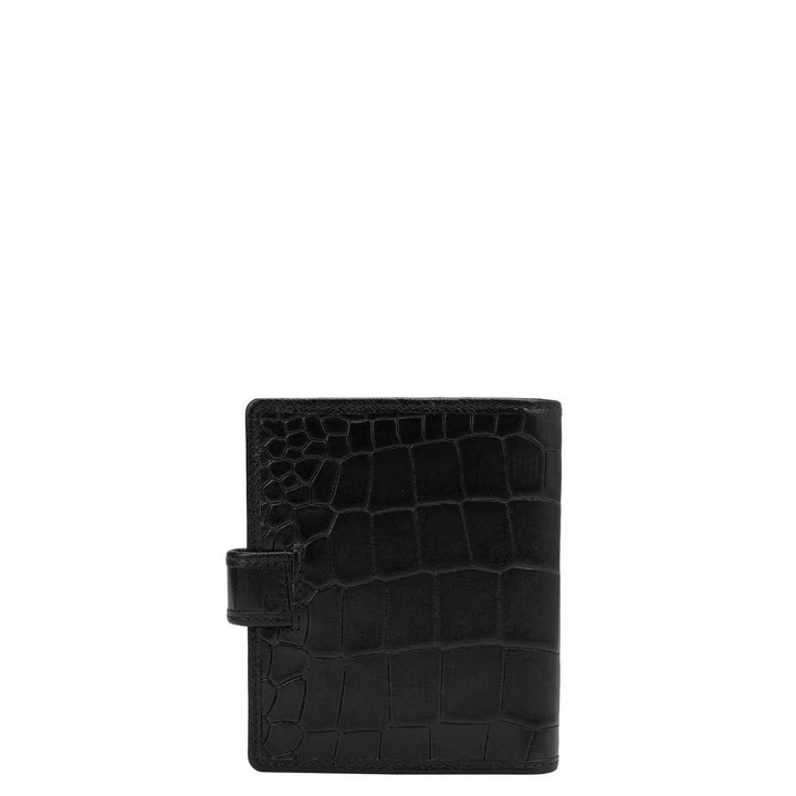 Croco Leather Card Case - Black