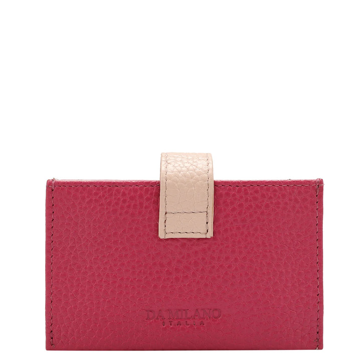 Wax Leather Card Case - Majenta