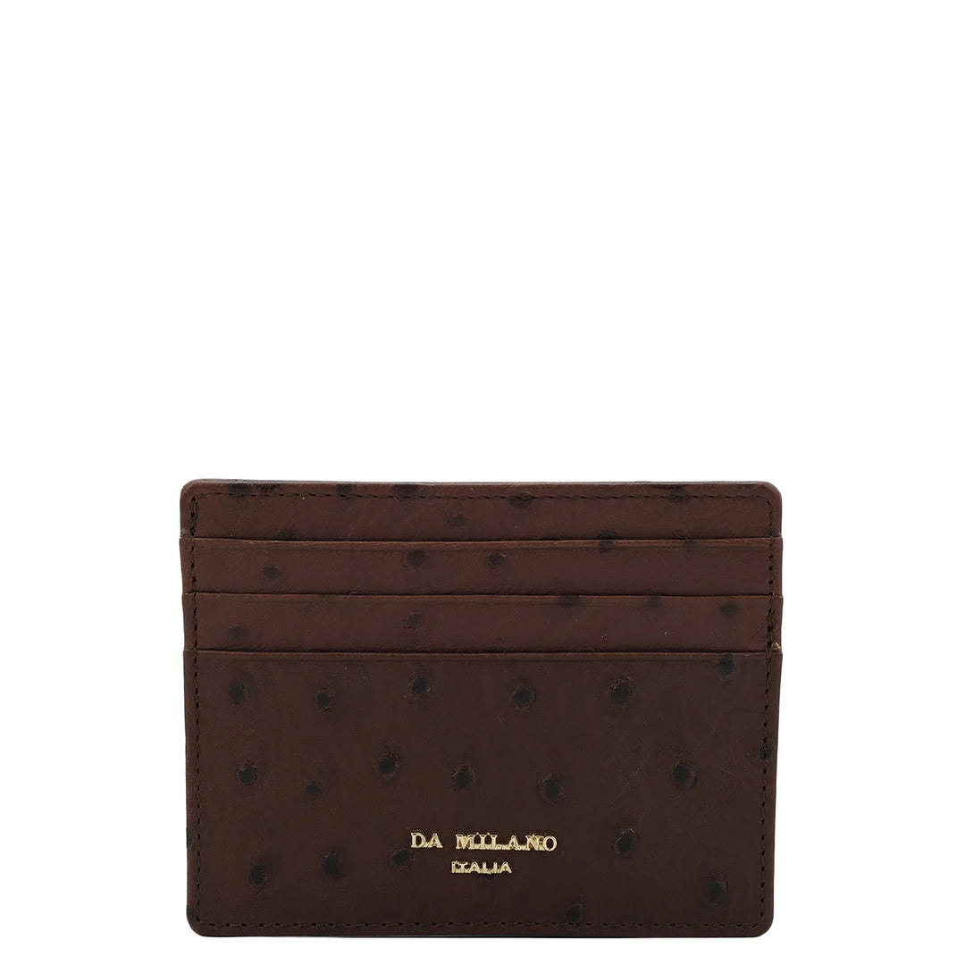 Ostrich Leather Card Case - Brown