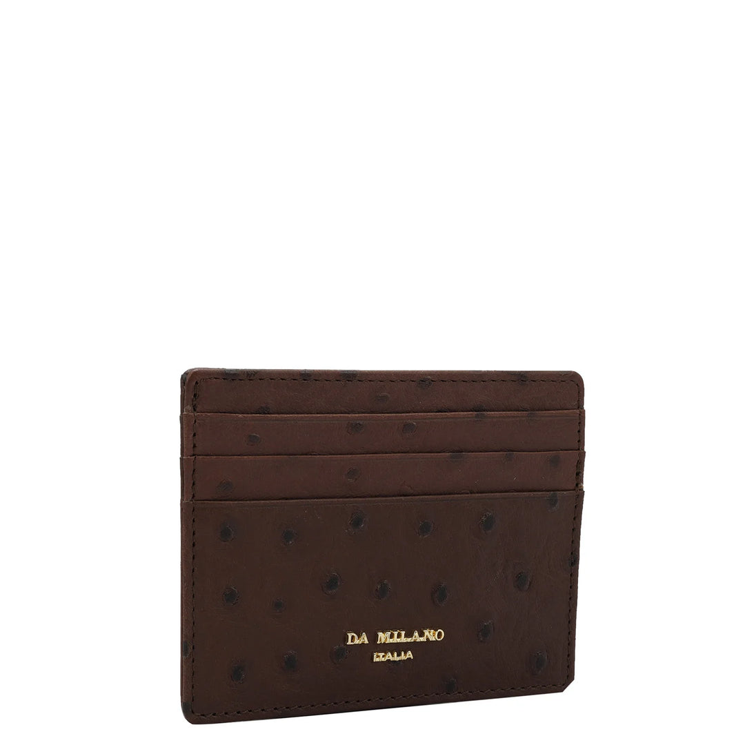 Ostrich Leather Card Case - Brown