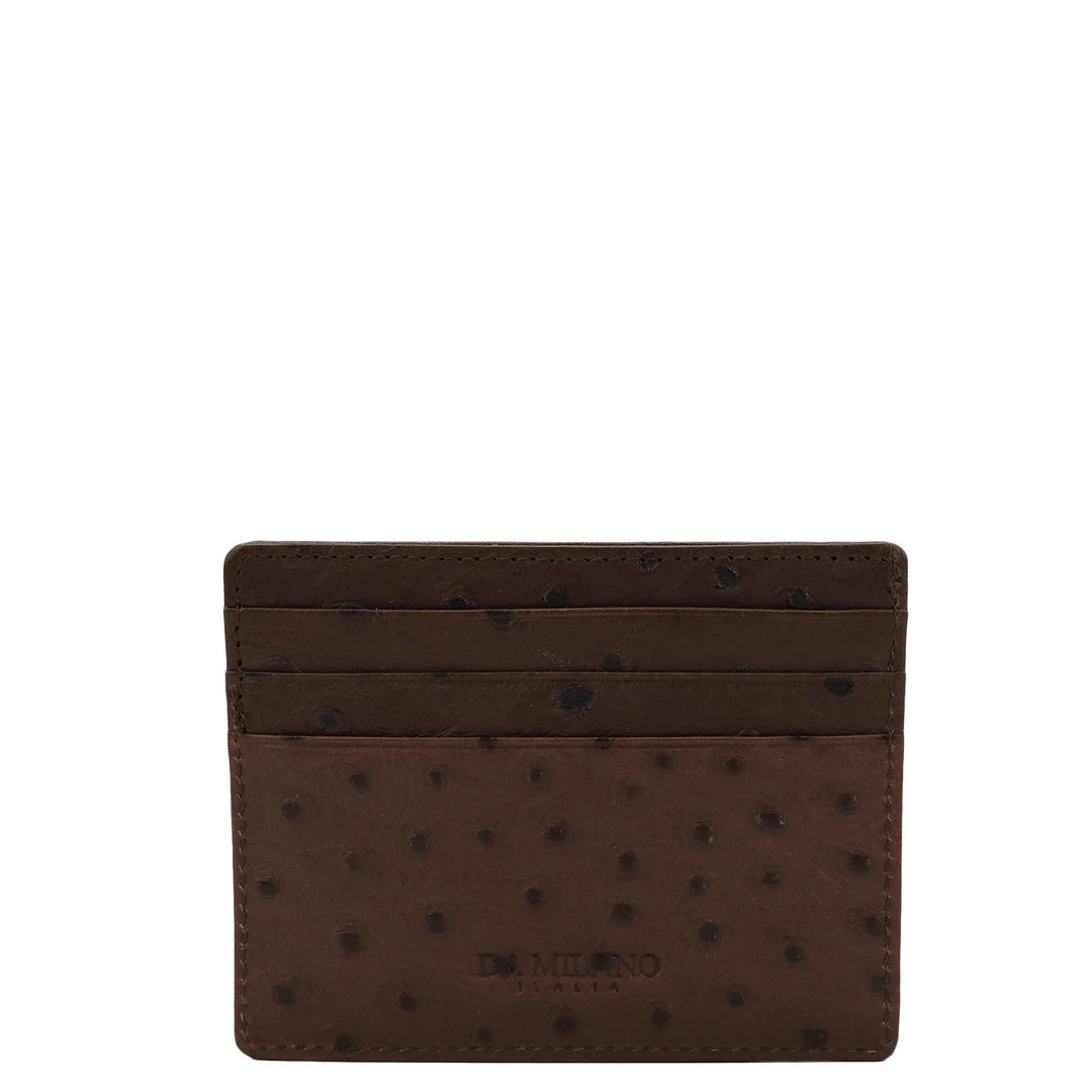 Ostrich Leather Card Case - Brown