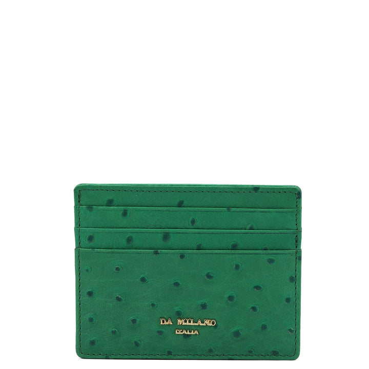 Ostrich Leather Card Case - Green