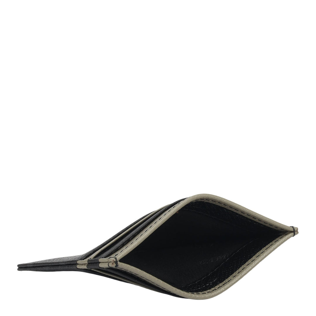 7 Slots Leather Card Case - Black