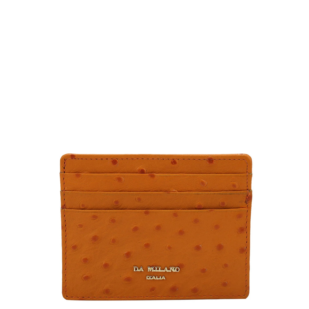 Ostrich Leather Card Case - Orange