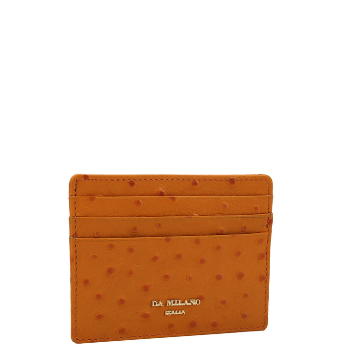 Ostrich Leather Card Case - Orange