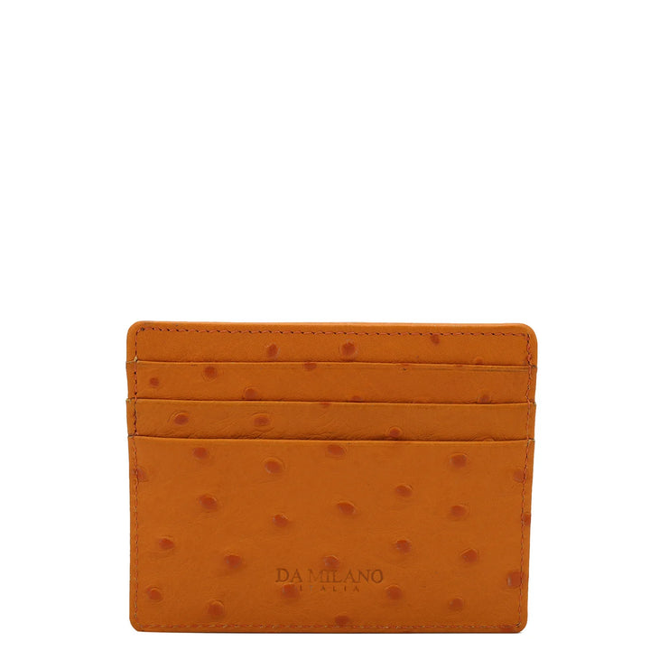 Ostrich Leather Card Case - Orange