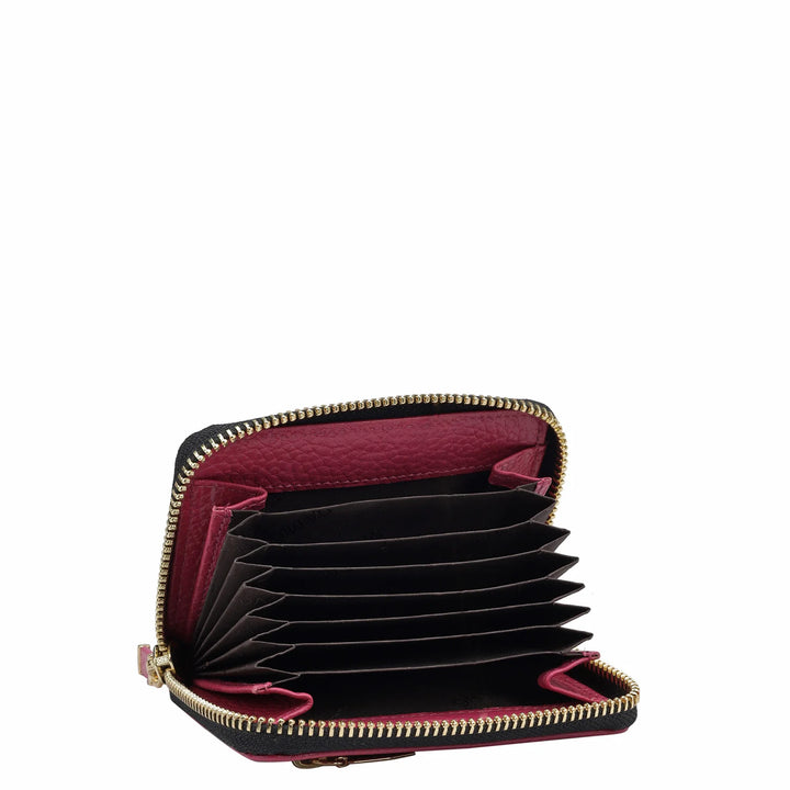 Wax Leather Card Case - Magenta