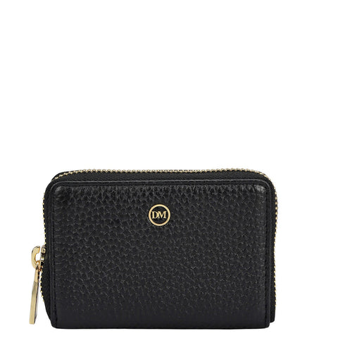6 Slots Wax Leather Card Case - Black