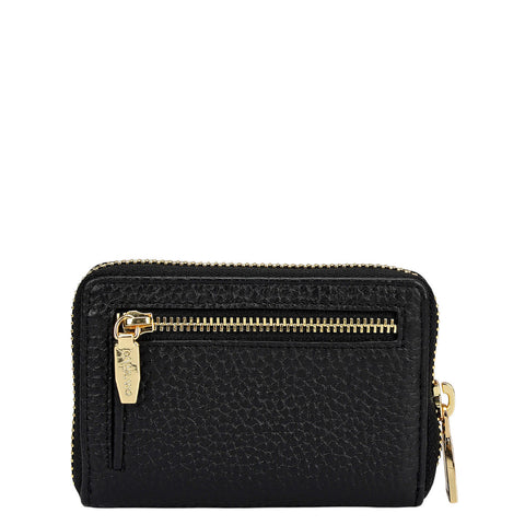 6 Slots Wax Leather Card Case - Black