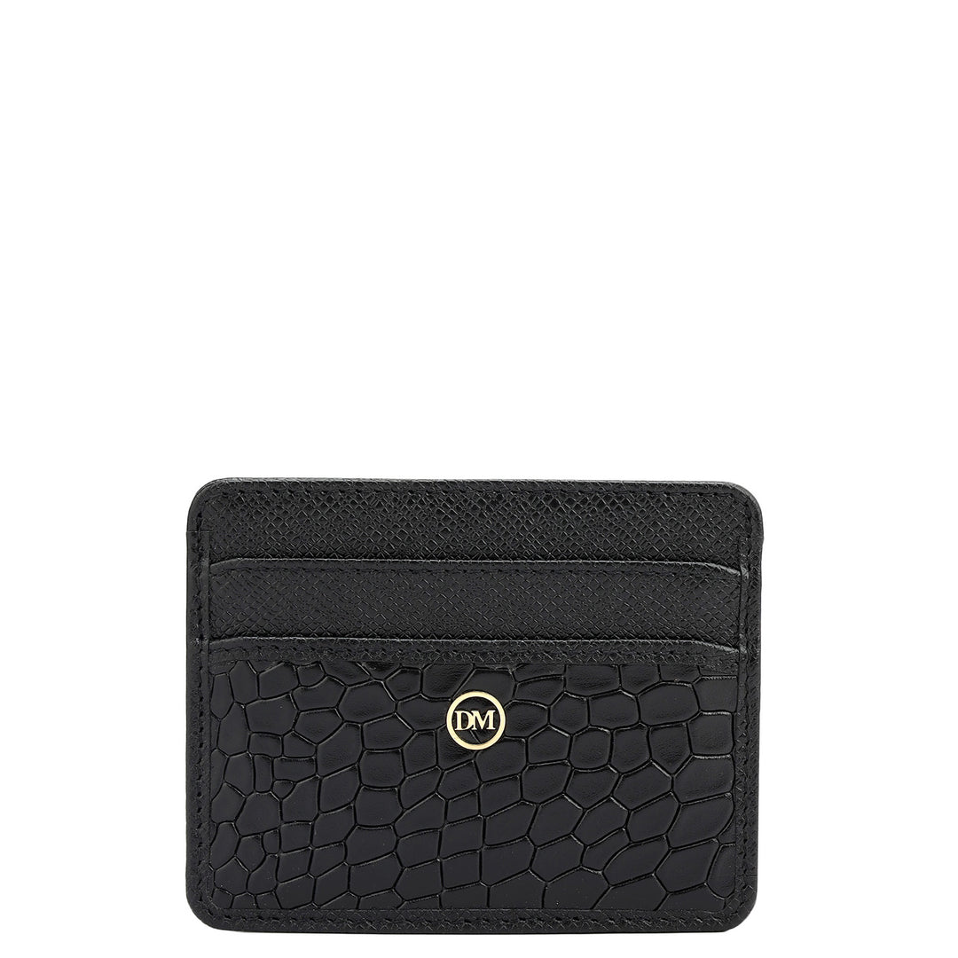 5 Slots Leather Card Case - Black