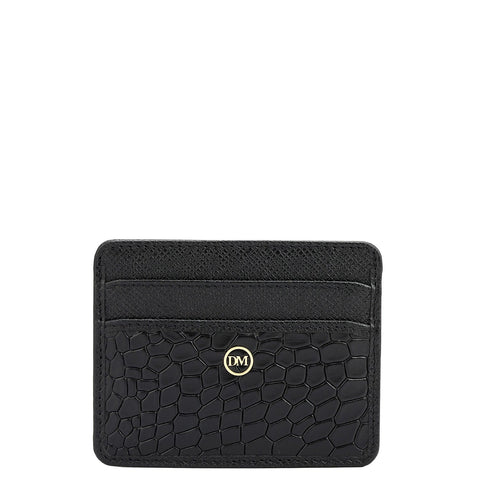 5 Slots Leather Card Case - Black