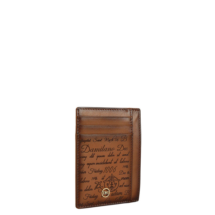 9 Slots Leather Card Case - Cognac