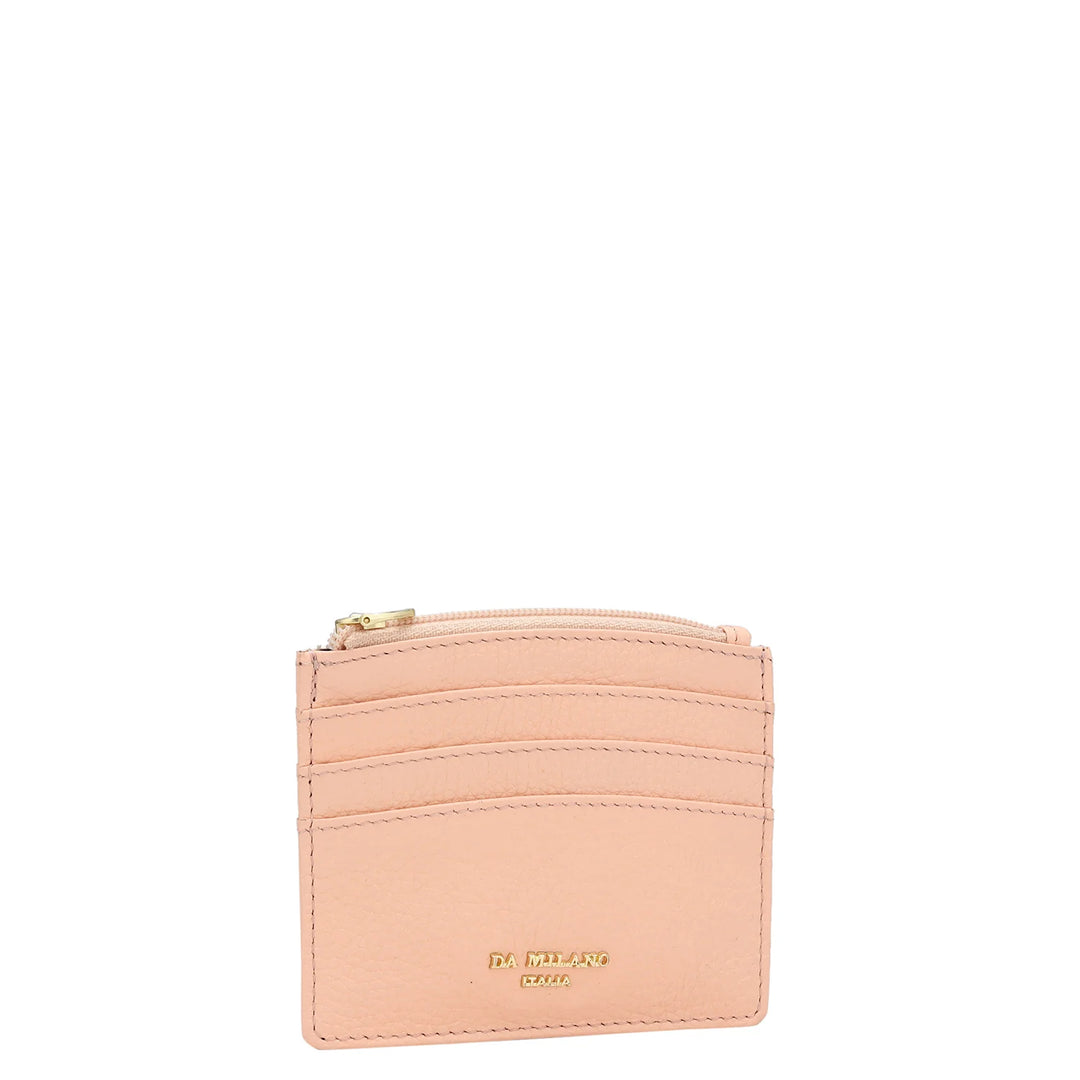 Wax Leather Card Case - Peach