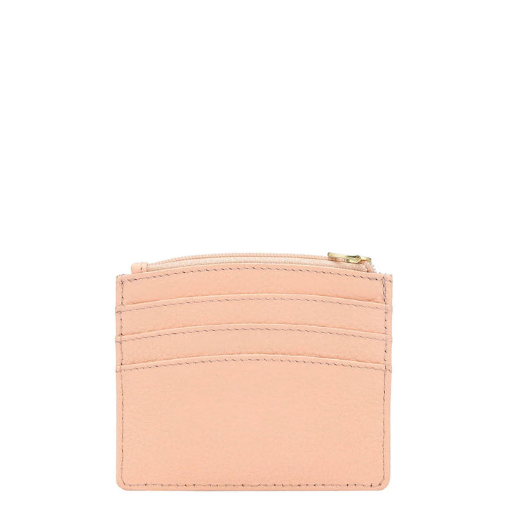 Wax Leather Card Case - Peach