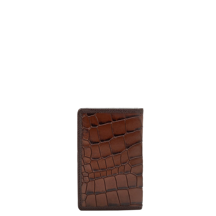 Croco Leather Card Case - Brown