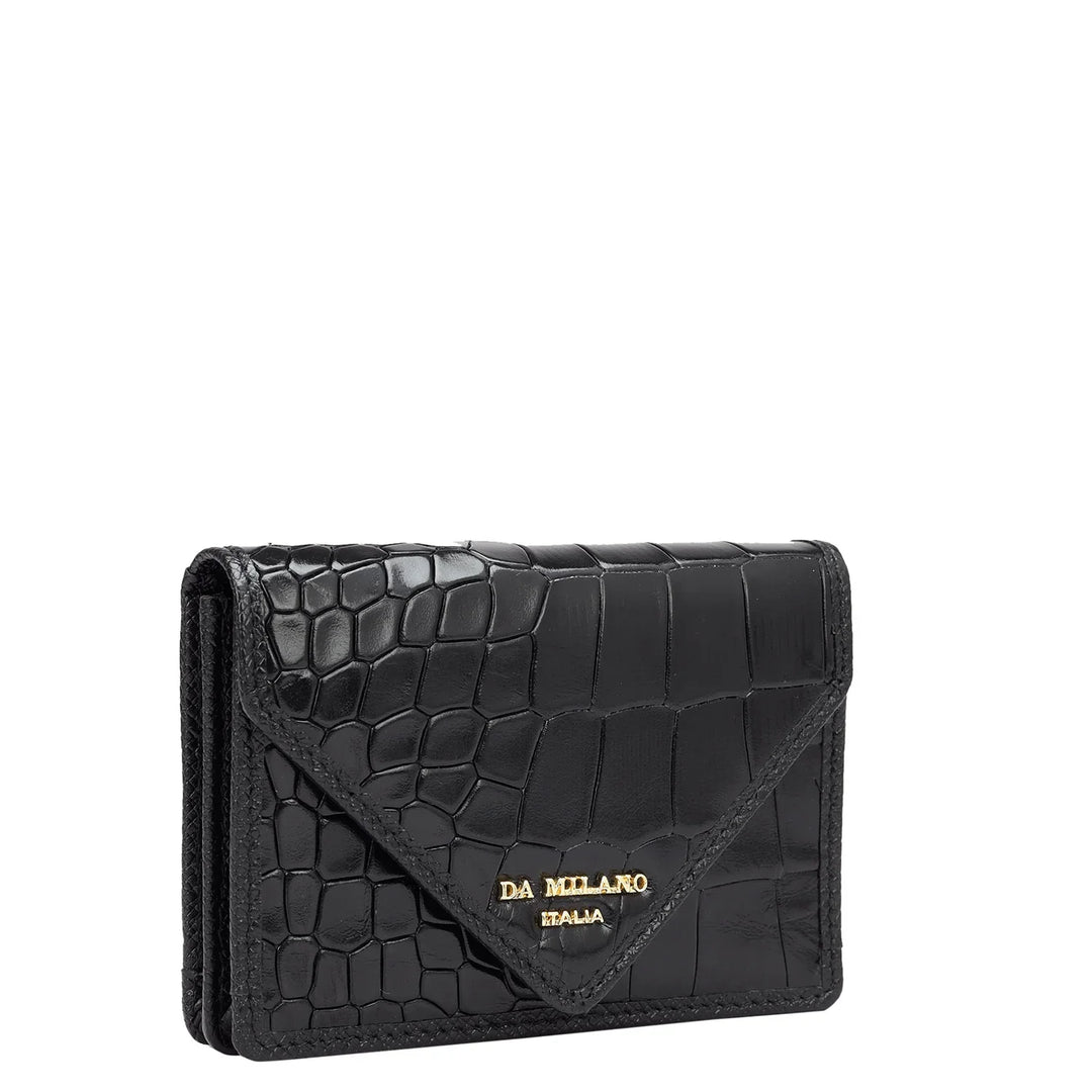 Croco Leather Card Case - Black