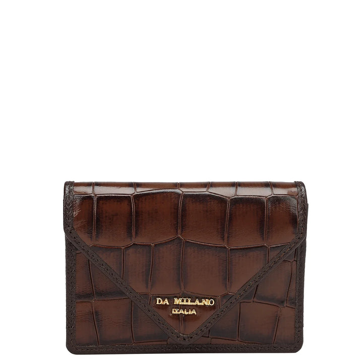 Croco Leather Card Case - Brown