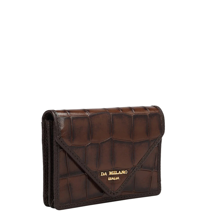 Croco Leather Card Case - Brown