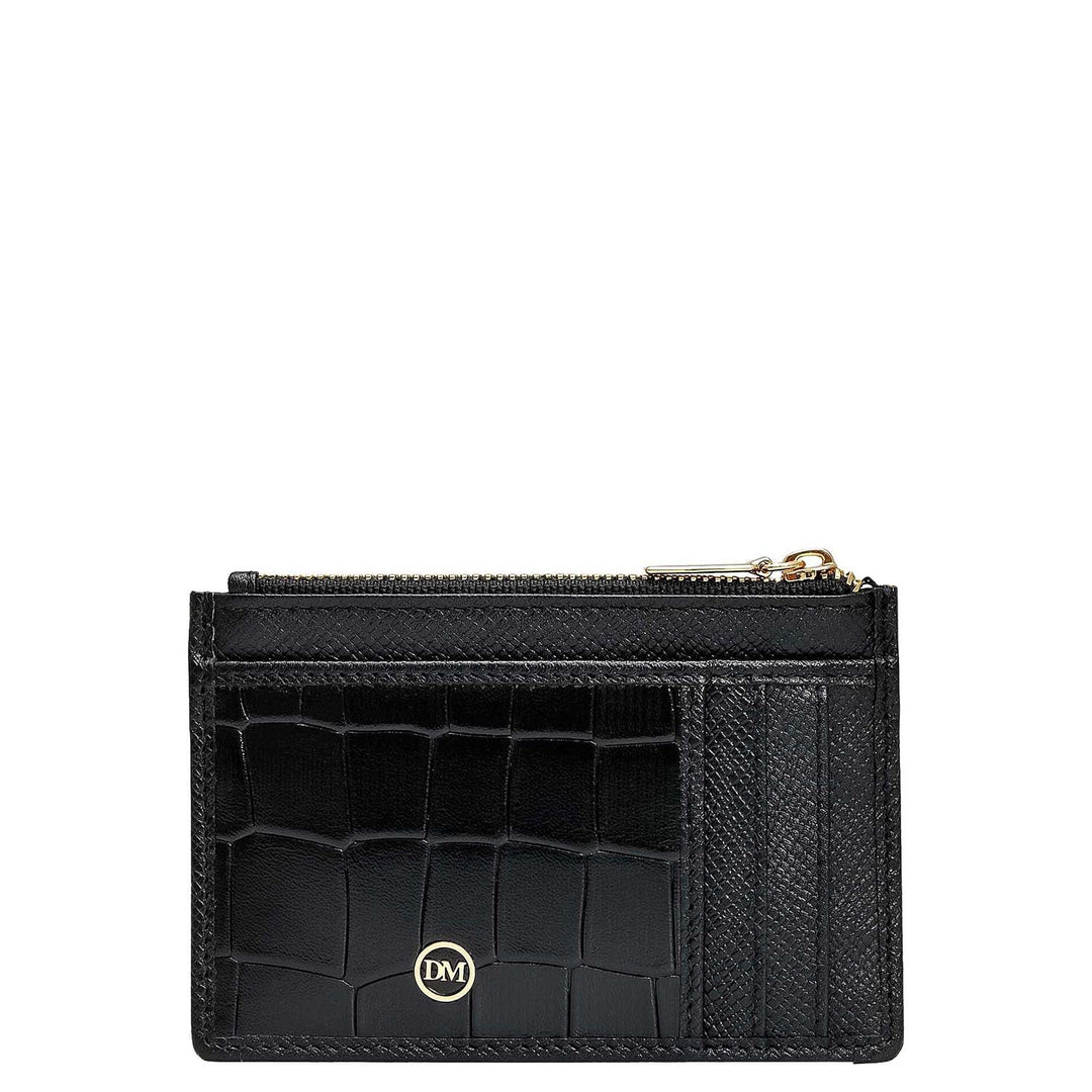 6 Slots Leather Card Case - Black