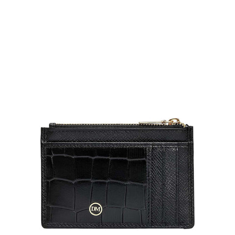 6 Slots Leather Card Case - Black
