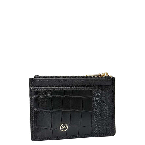 6 Slots Leather Card Case - Black