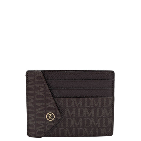 Monogram Franzy Leather Card Case - Chocolate