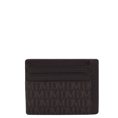 Monogram Franzy Leather Card Case - Chocolate