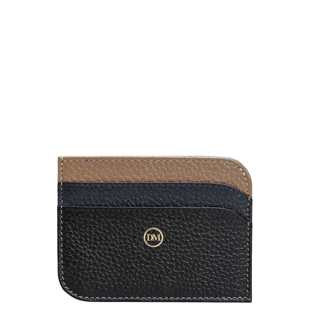 5 Slots Leather Card Case - Black