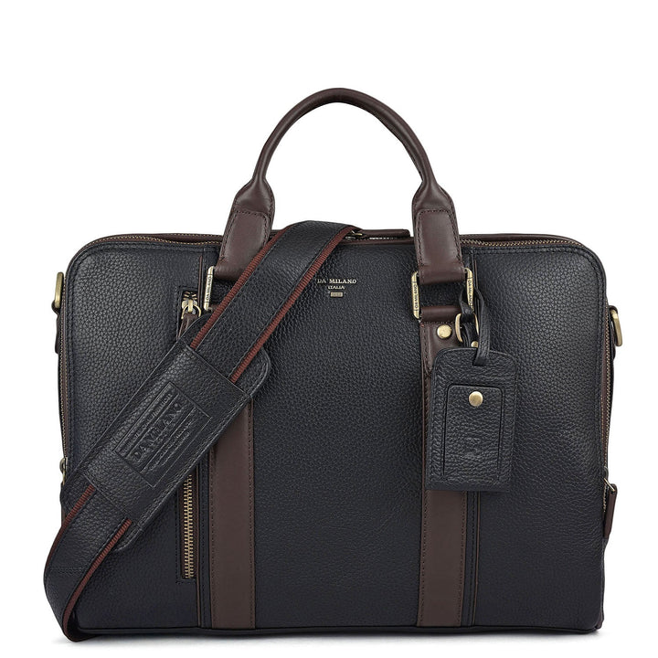 Wax Leather Laptop Bag - Black