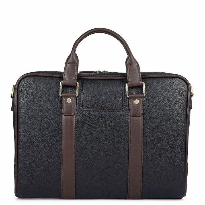 Wax Leather Laptop Bag - Black