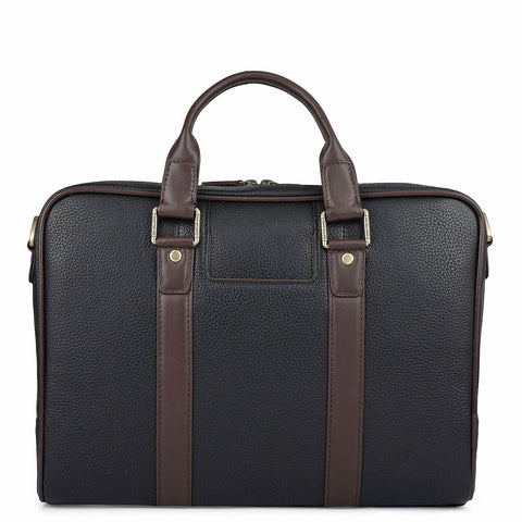 Wax Leather Laptop Bag - Black