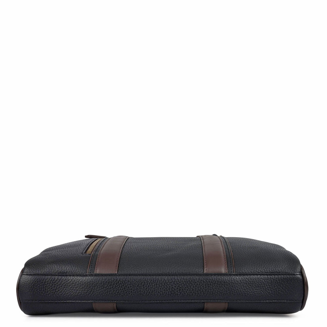 Wax Leather Laptop Bag - Black