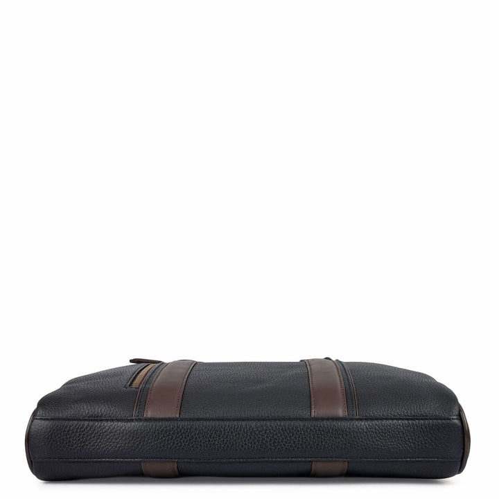 Wax Leather Laptop Bag - Black
