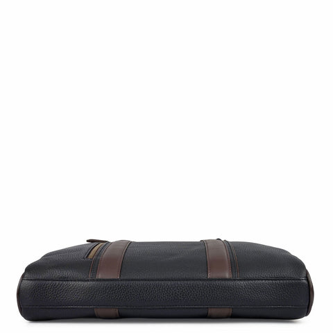 Wax Leather Laptop Bag - Black
