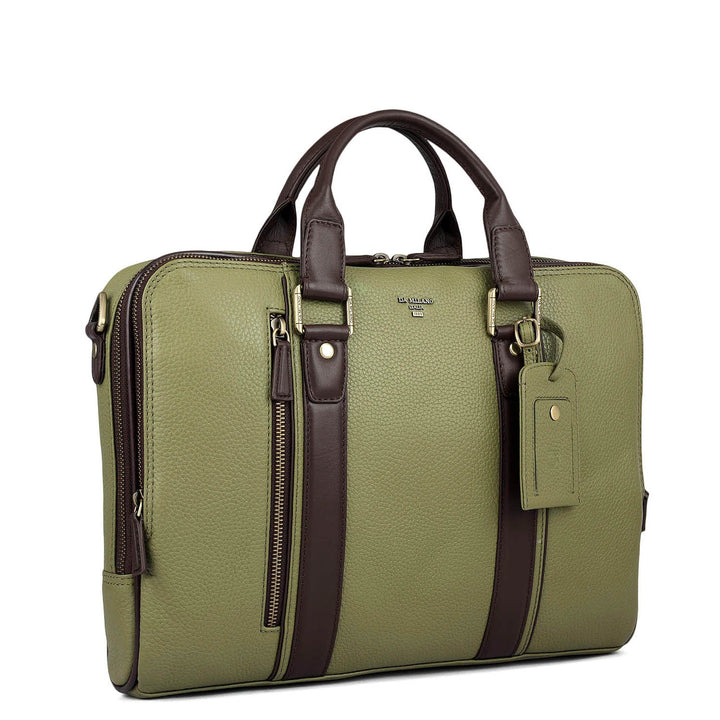Wax Leather Laptop Bag - Fern
