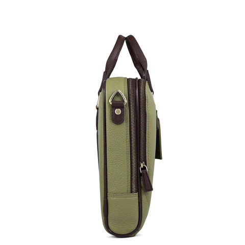 Wax Leather Laptop Bag - Fern