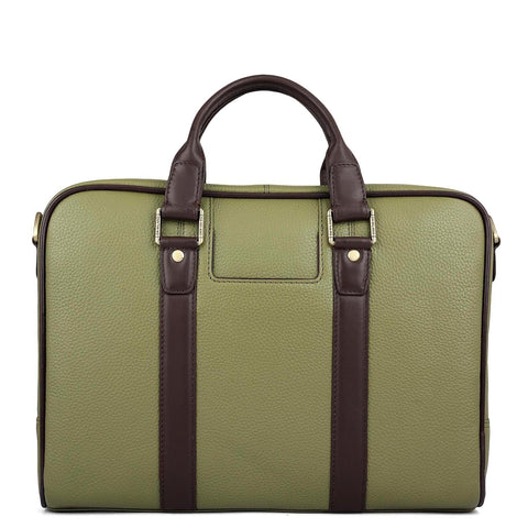 Wax Leather Laptop Bag - Fern