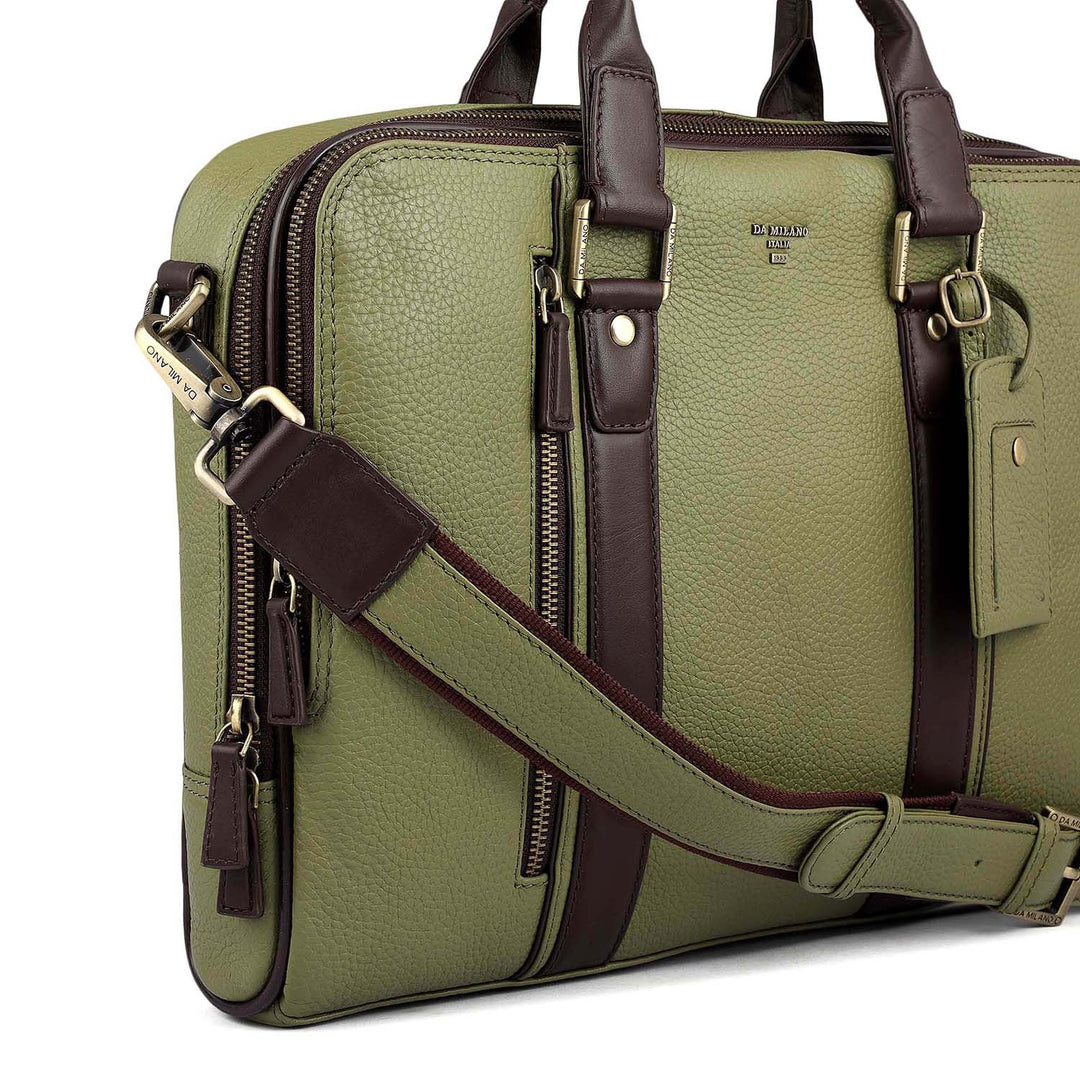 Wax Leather Laptop Bag - Fern
