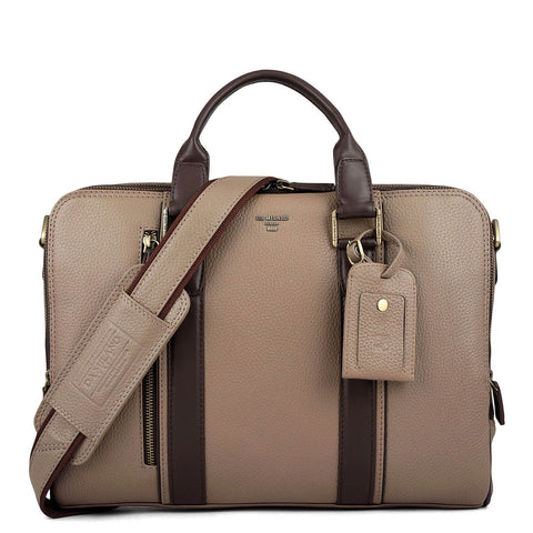Wax Leather Laptop Bag - Greyish Taupe