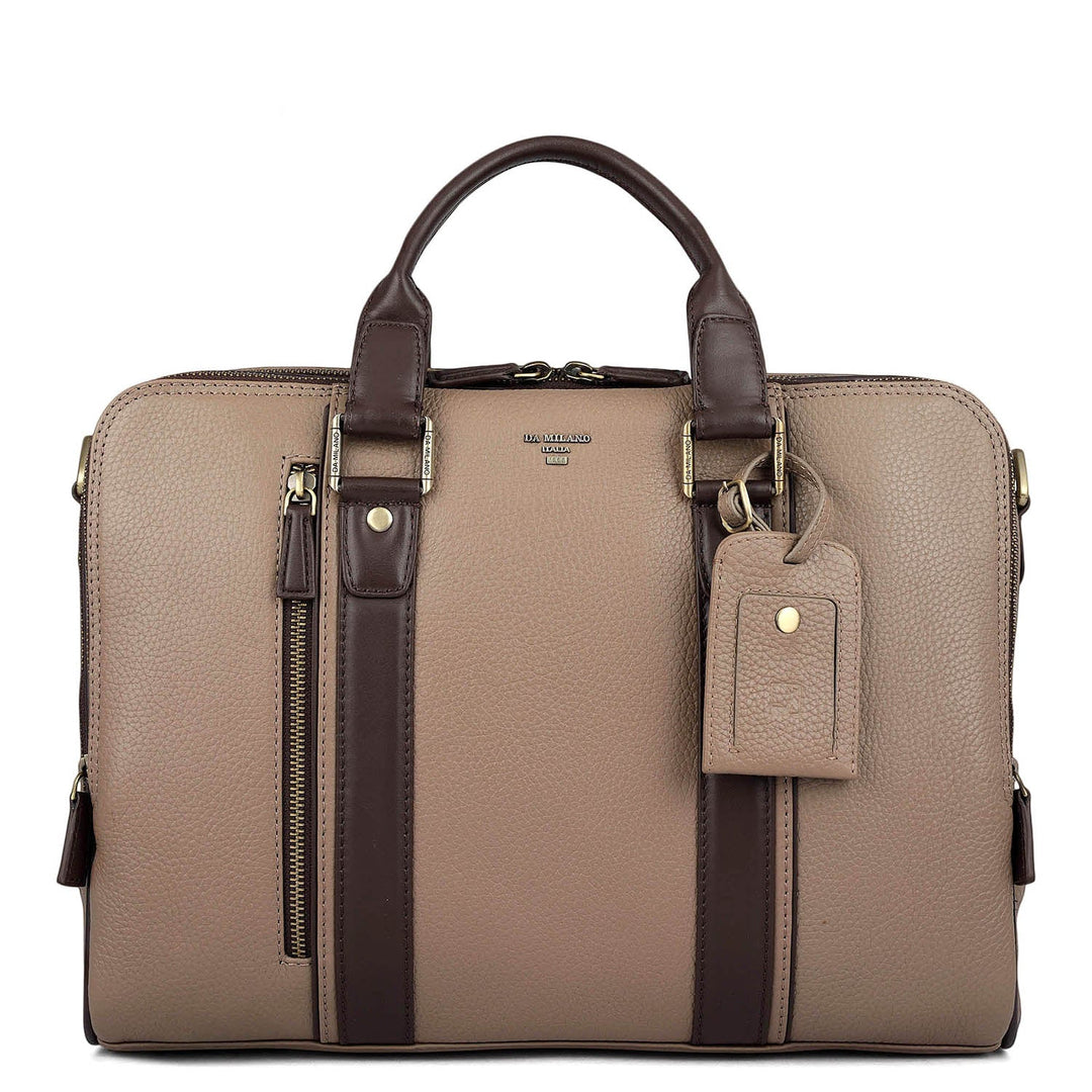 Wax Leather Laptop Bag - Greyish Taupe