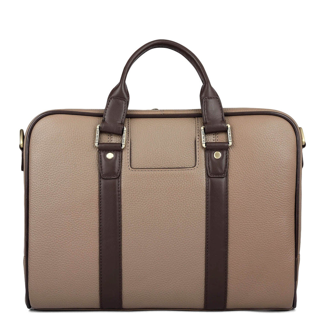 Wax Leather Laptop Bag - Greyish Taupe