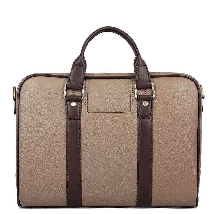 Wax Leather Laptop Bag - Greyish Taupe